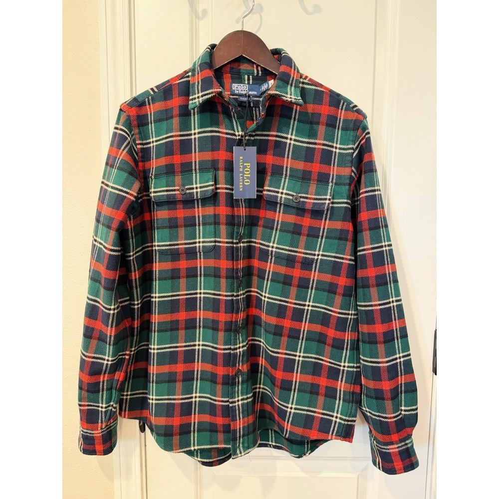 Polo Ralph Lauren Classic Fit Plaid Flannel Workshirt Men's M NWT Green Red $168